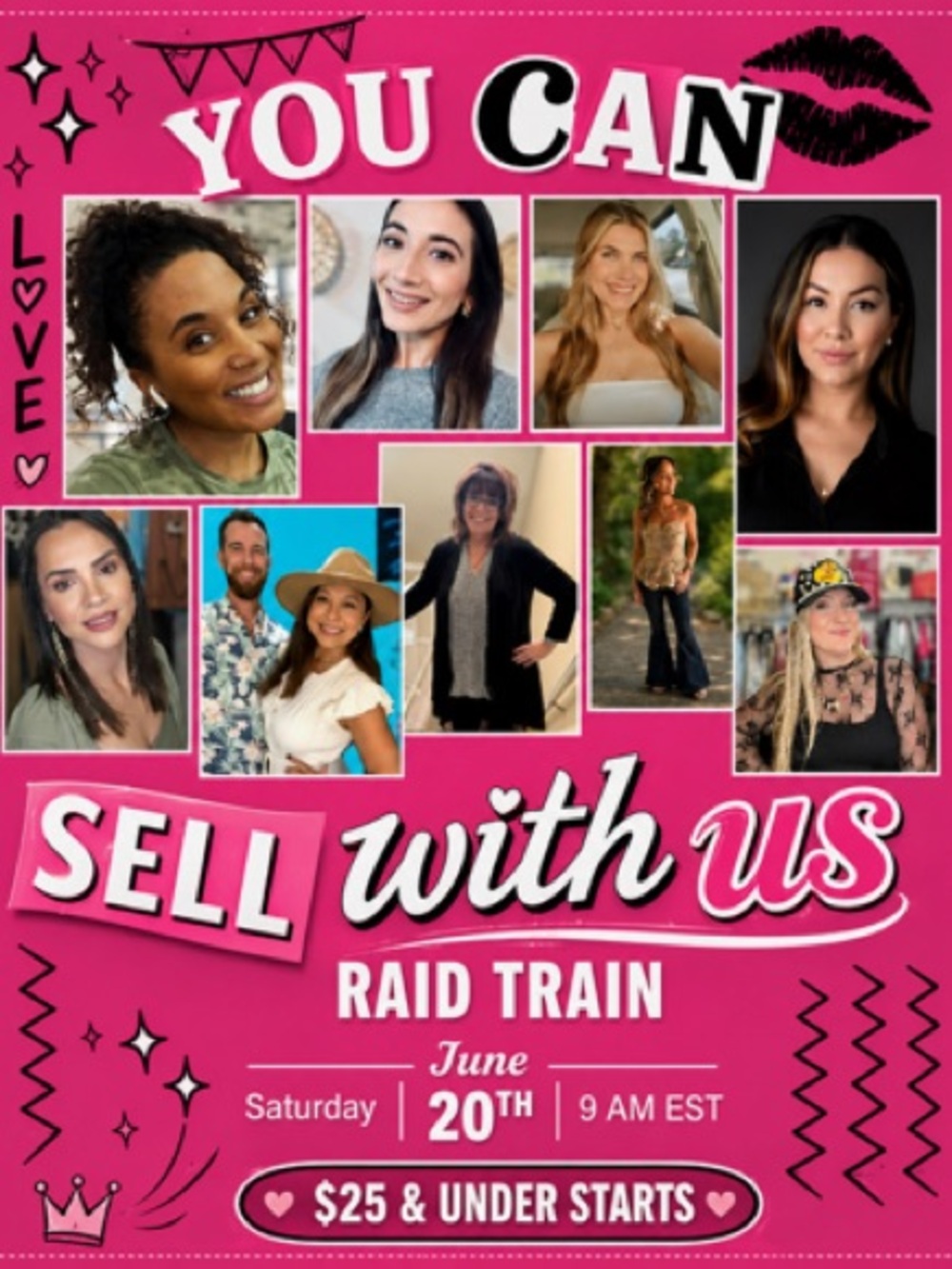 Pink 'You Can Sell With Us' Women’s Graphic Poster